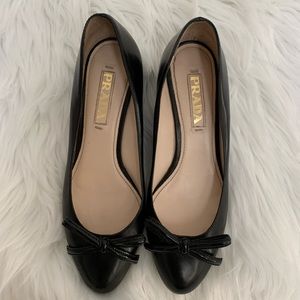 Prada Black Leather Block heel pump